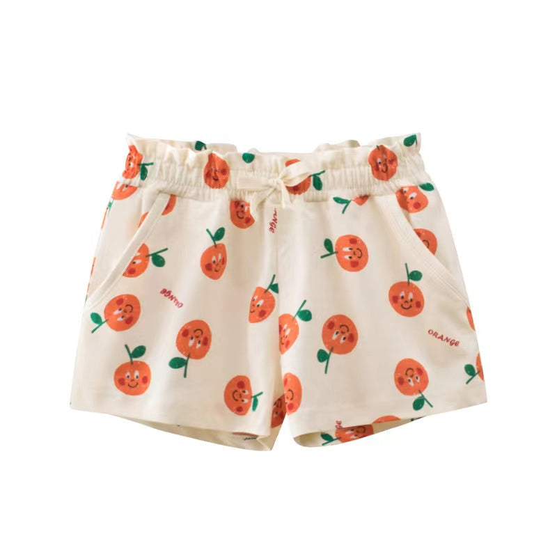 Baby Girl Print Pattern Bow Decoration Short Pants In Summer Outfit Wearing-4