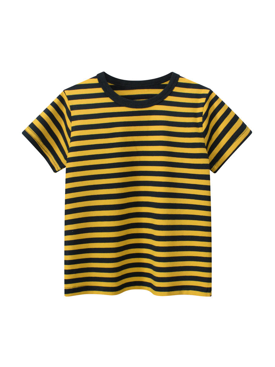 Boys’ Striped Pattern Casual T-Shirt In European And American Style-4