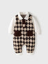 Autumn Newborn Plaid Pattern Polo Neck Rompers-0