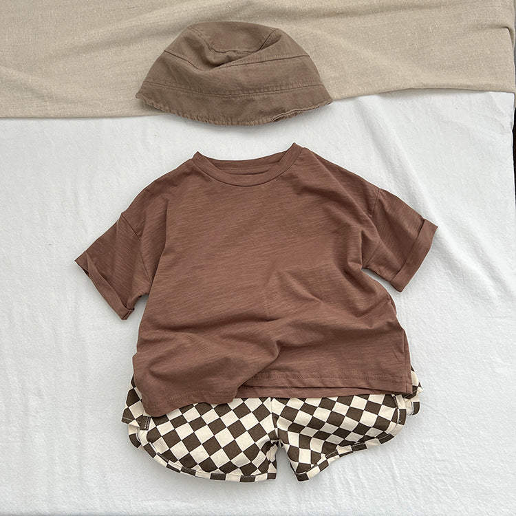 Checkerboard Print Pattern Comfy Shorts-4