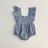 Summer Baby Girls Solid Color Square Neck Onesie-4