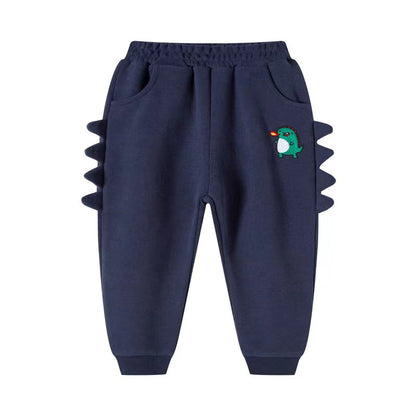 Baby Boy Cartoon Dinosaur Embroidered Pattern 3D Horn Patched Design Trousers-4