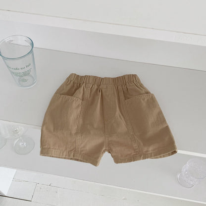 Summer New Arrival Boys Versatile Casual Solid Color Utility Shorts-2