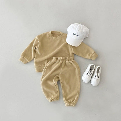 Baby Solid Color Long Sleeve Simple Style Hoodie Sets-4