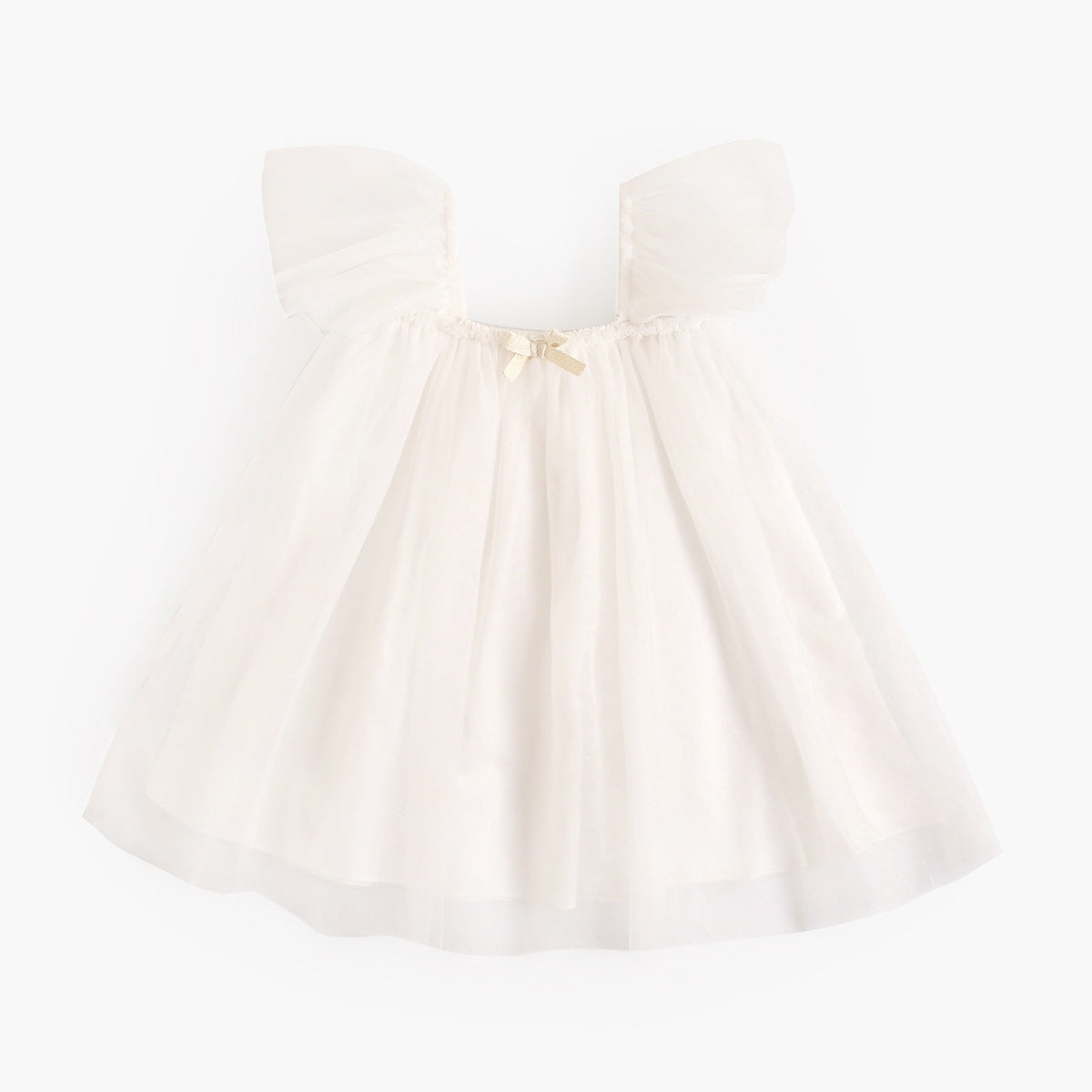 Summer New Arrival Baby Girls Holiday Solid Color Princess Square Neck Mesh Strap Dress-2