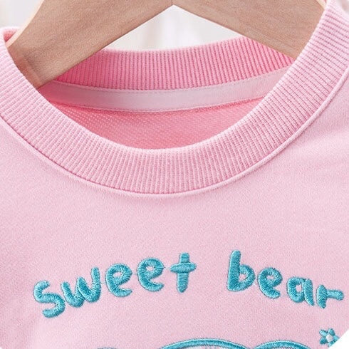 Baby Cartoon Bear Patched Graphic Kids Valentine’ Day Clothes Pullover Hoodies-4