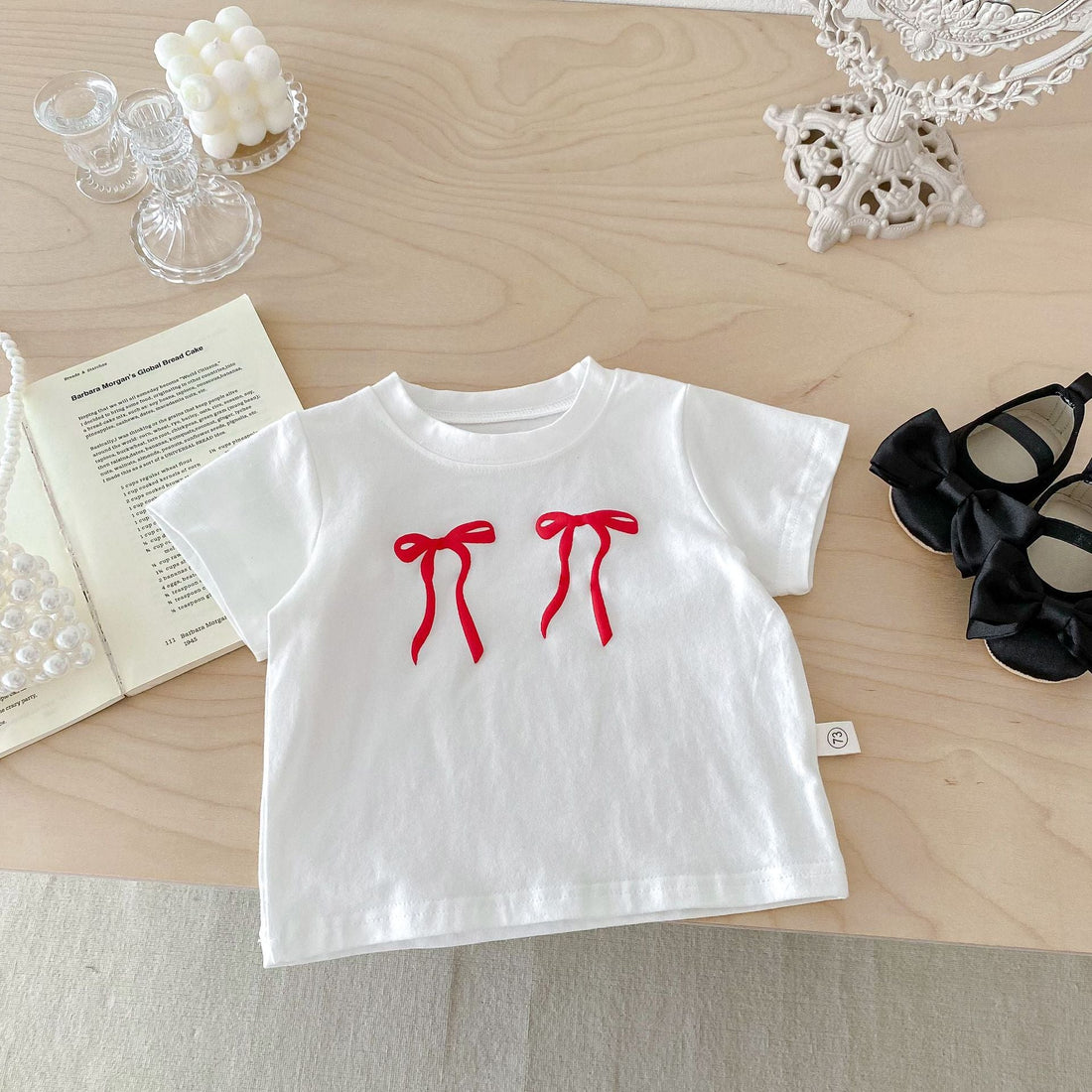 New Arrival Summer Baby Kids Girls Bow Embroidery Pattern Simple Overalls Design Dress And T-Shirt – Sister Matching Set-1