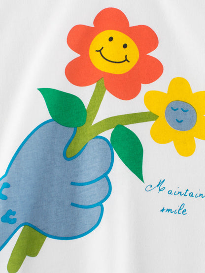 Flowers Cartoon Print Girls’ T-Shirt In European And American Style For Summer-4