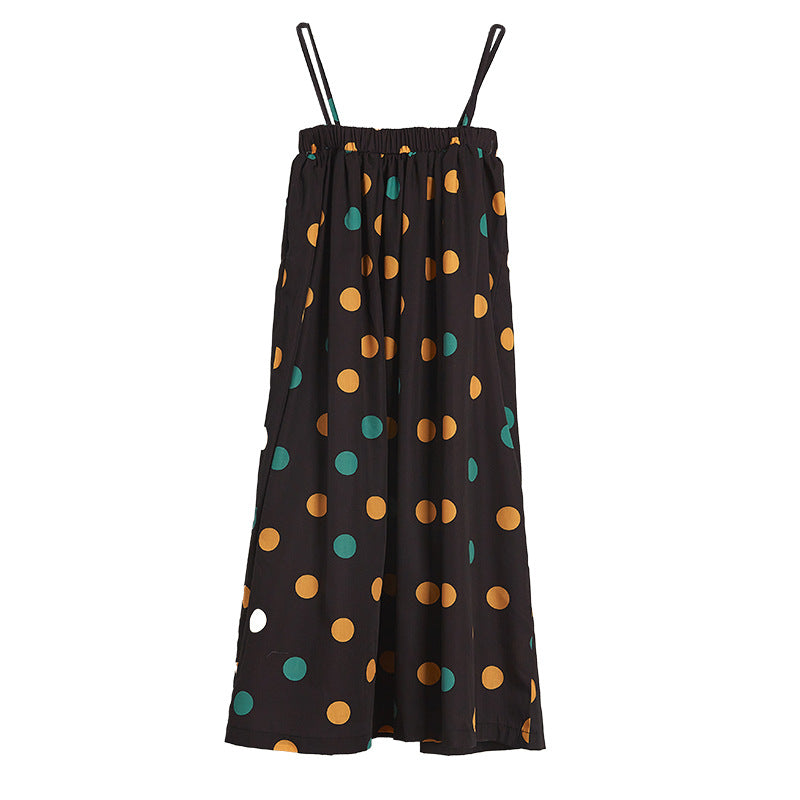 Girls Colorful Polka Dot Pattern Sling Quality Long Dress-3