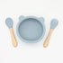 Baby Bear Shape Food Training Silicone Bowl With Spoon Tableware-2