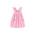 Baby Kids Girls Pink Square Neck Floral Embroidered Fly Sleeves Strap Dress-1