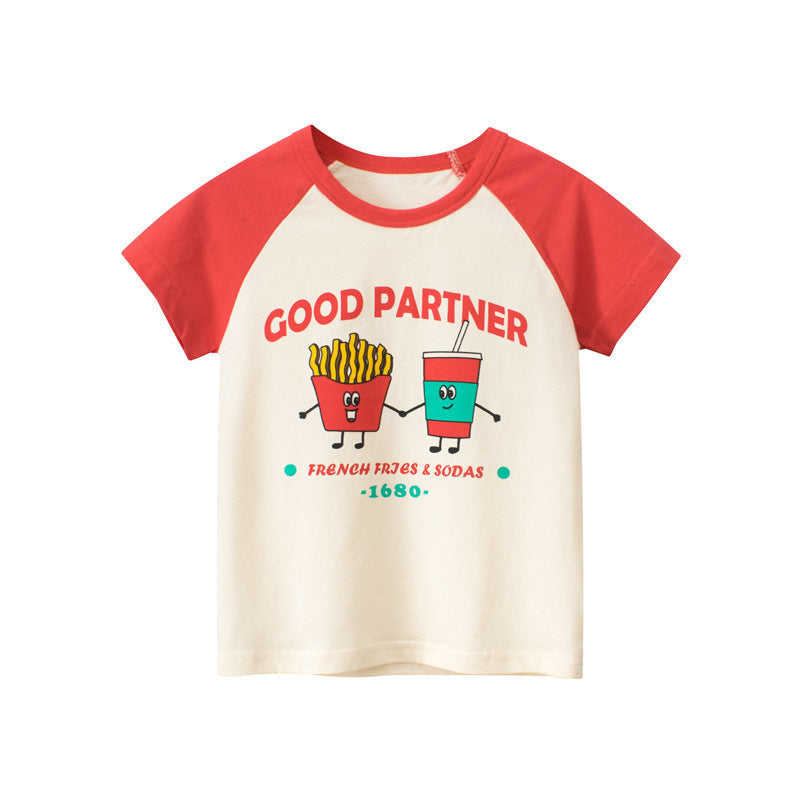 Baby Cartoon Graphic Cute Style Short Sleeve Quality Tops-0