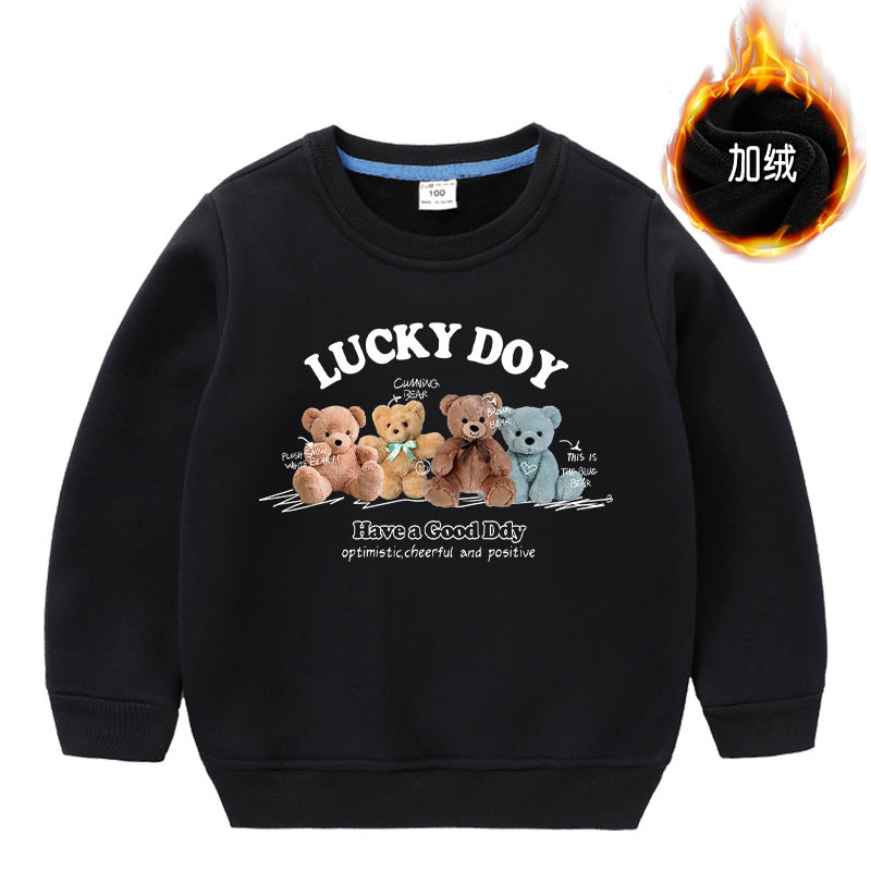 Baby Cute Bear Pattern Crewneck Cotton Hoodies In Autumn-4