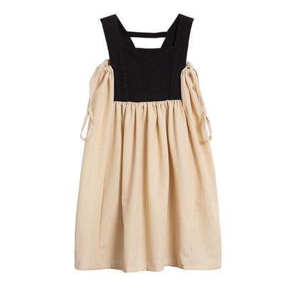 Girls Colorblock Design Square Neck Sleeveless Dress-4