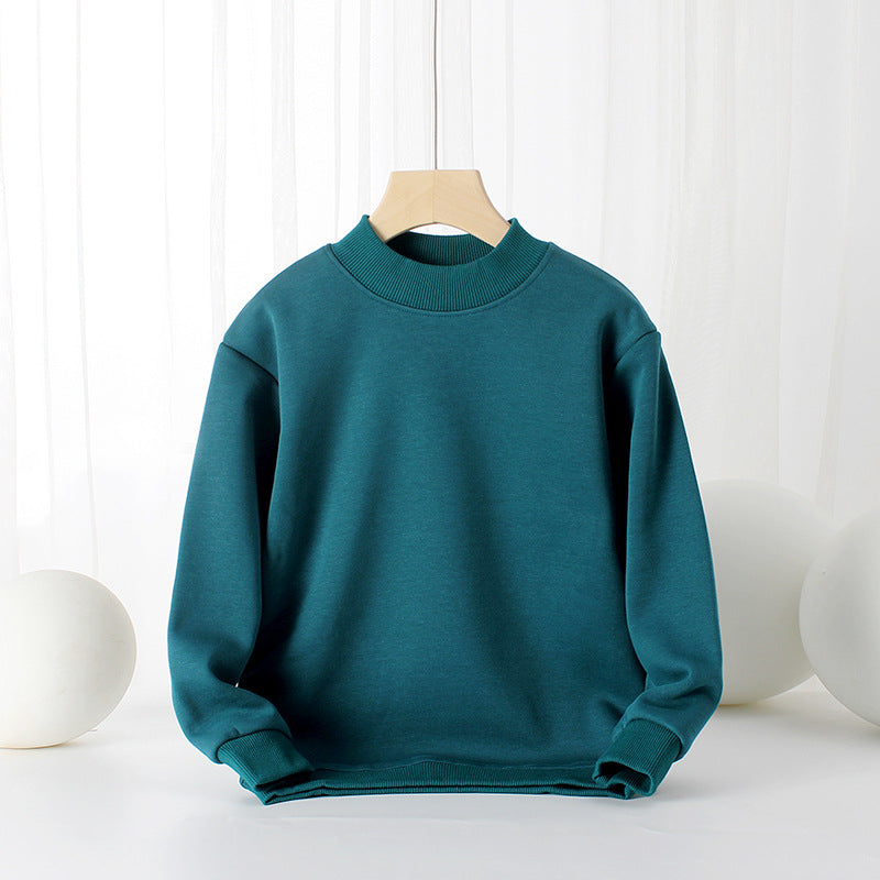 Baby Solid Color Thickened Autumn Basic Hoodies-4