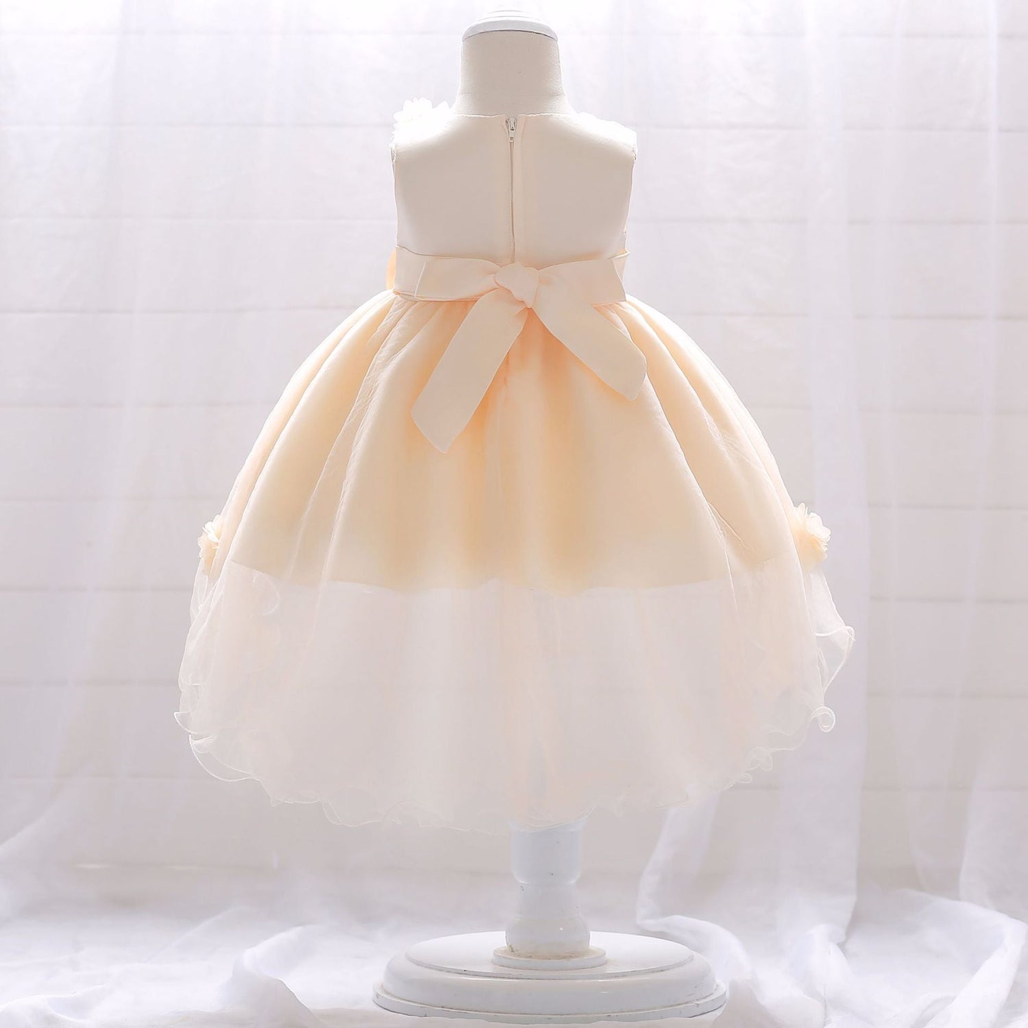 Baby Girl Full Moon Christening Trailing Tutu Formal Dress-4