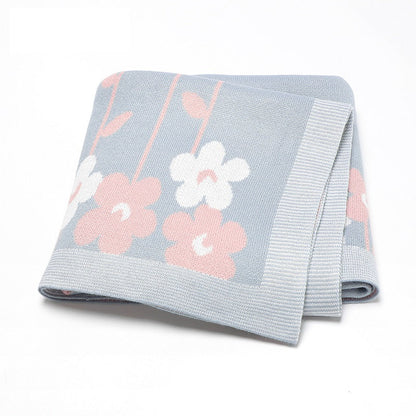 Hot Selling: Spring/Summer New Arrival Knitted Beautiful Flower Soft Baby Blanket, Perfect For Newborn Boys And Girls-3