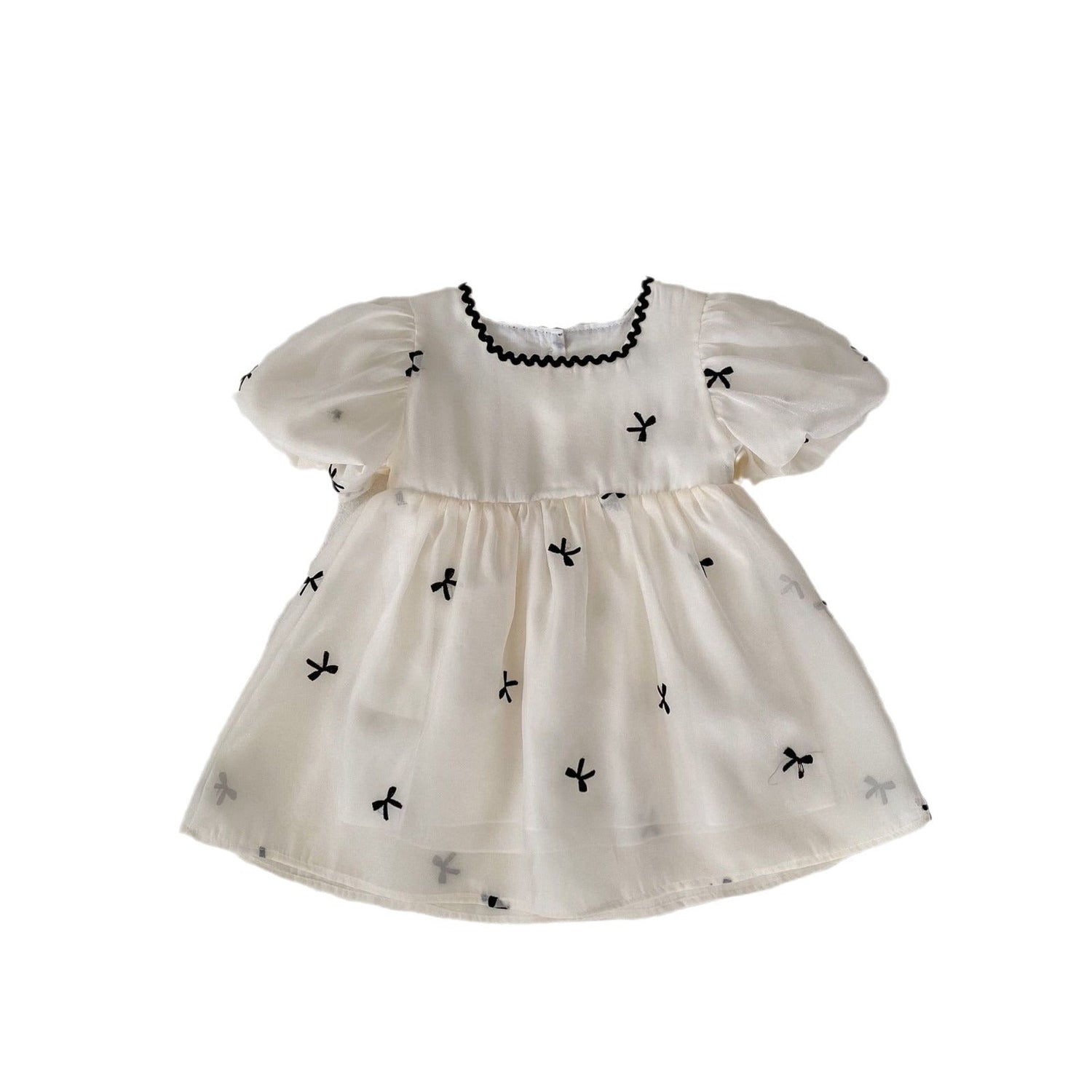 New Design Summer Baby Kids Girls Bows Embroidery Dress-0