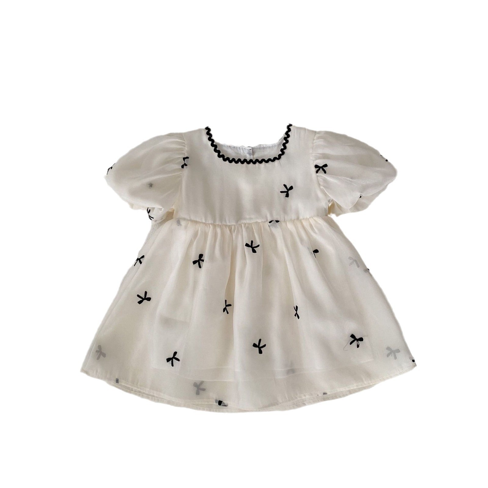 New Design Summer Baby Kids Girls Bows Embroidery Dress-0