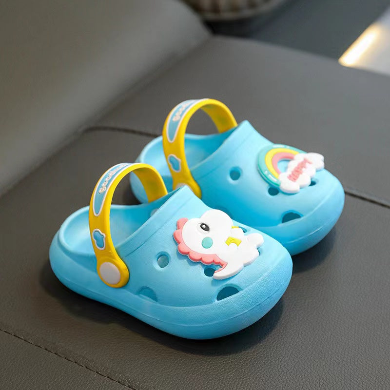 Baby Cartoon Animal &amp; Rainbow Patched Pattern Colorful Soft Bottom Slippers-2