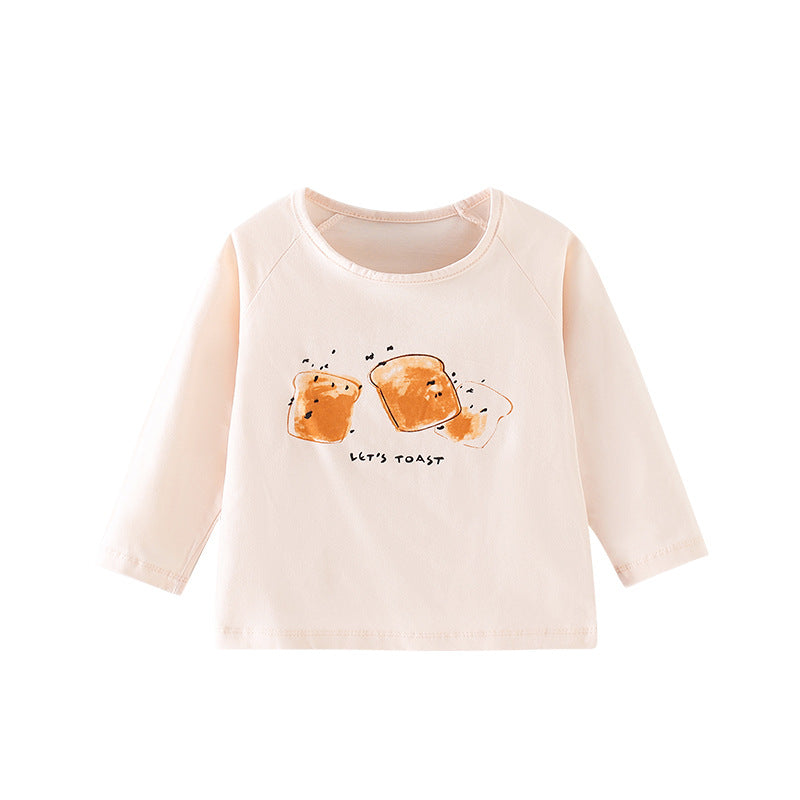 Baby Boy And Girl Bread Pattern Soft Cotton O-Neck Shirt-1