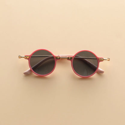 Kids Small Frame Design Vintage Style Metal Sunglasses-4