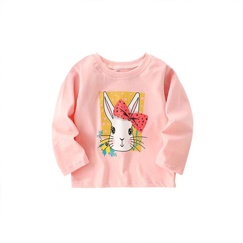 Baby Girl Cute Bunny Print Pattern Fashion Pullover Long Sleeve Hoodies-4