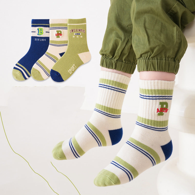 Kids Unisex Embroidery Pattern Comfortable Crew Socks Set-4