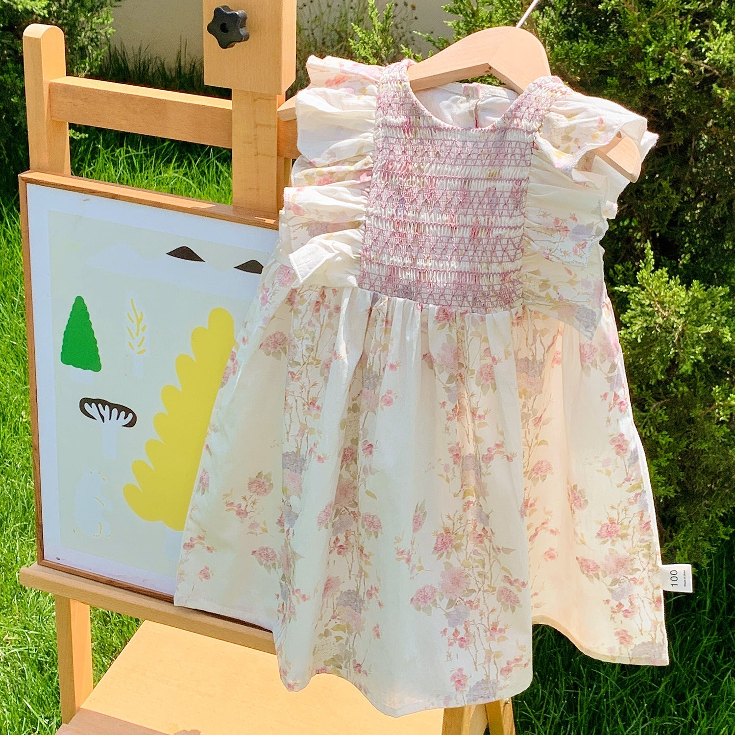 Summer New Arrival Baby Kids Girls Sleeveless Flowers Pattern Crew Neck Princess Dress-4