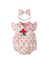 Summer New Design Baby Girls Red Rose Flowers Pattern Fly Sleeves Ruffle Neck Sweet Cute Onesies-0