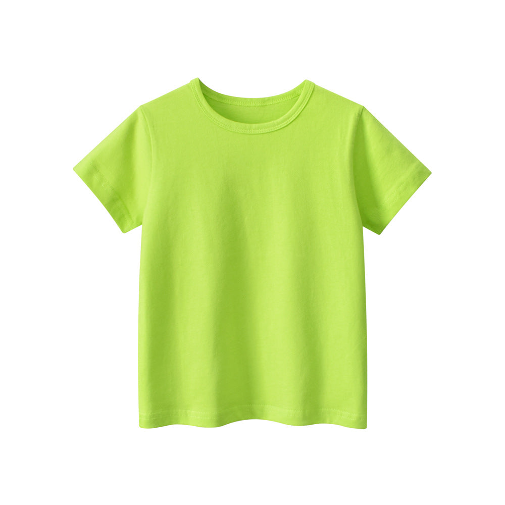 Hot Selling Baby Kids Unisex Solid Color Green T-Shirt In European And American Style-1