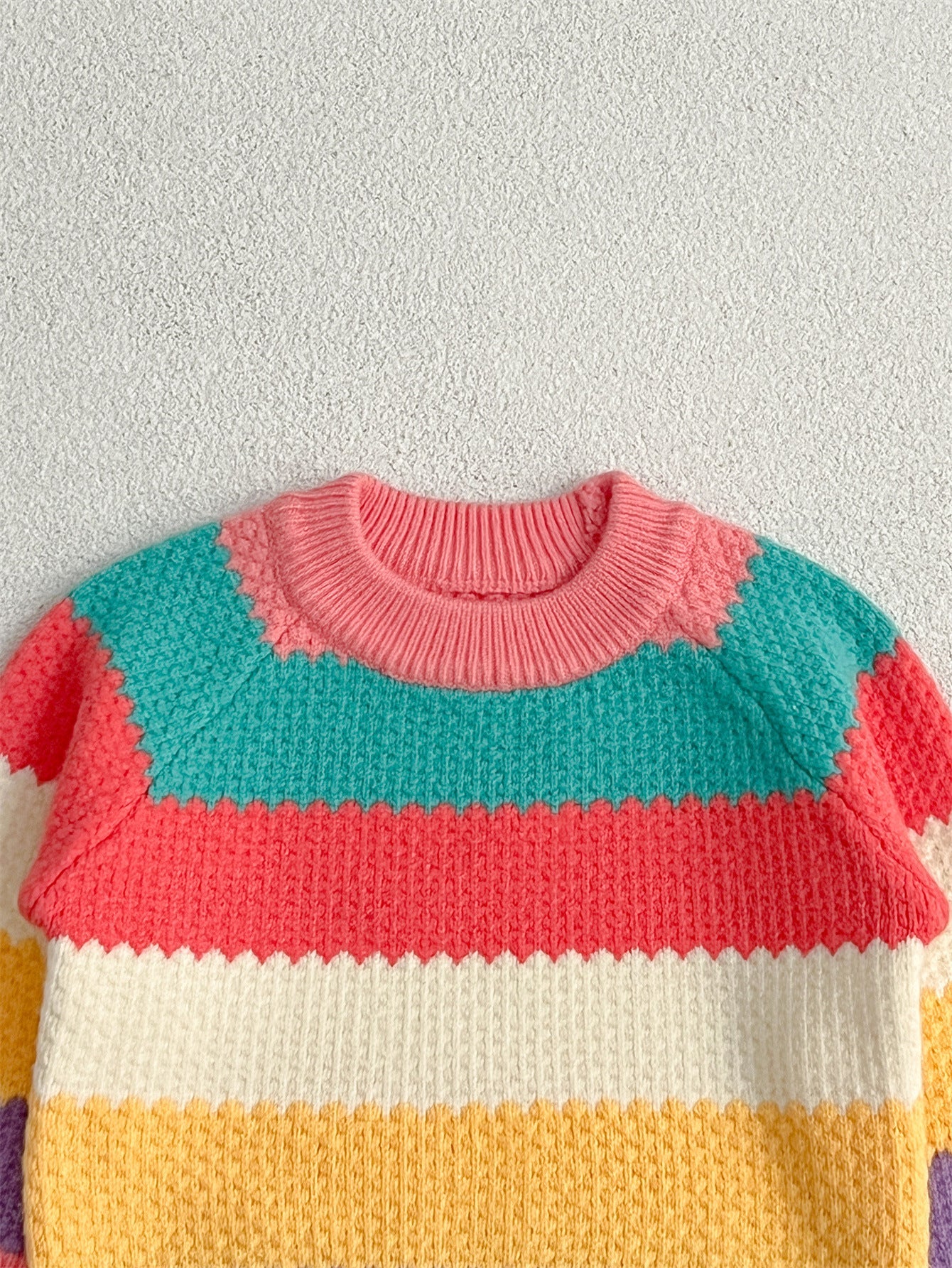 Baby Girl Rainbow Strips Knitting Pullover Sweater-4