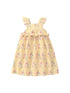 New Design Summer Girls Sleeveless Flowers Print Yellow Striped Strap Dress-0