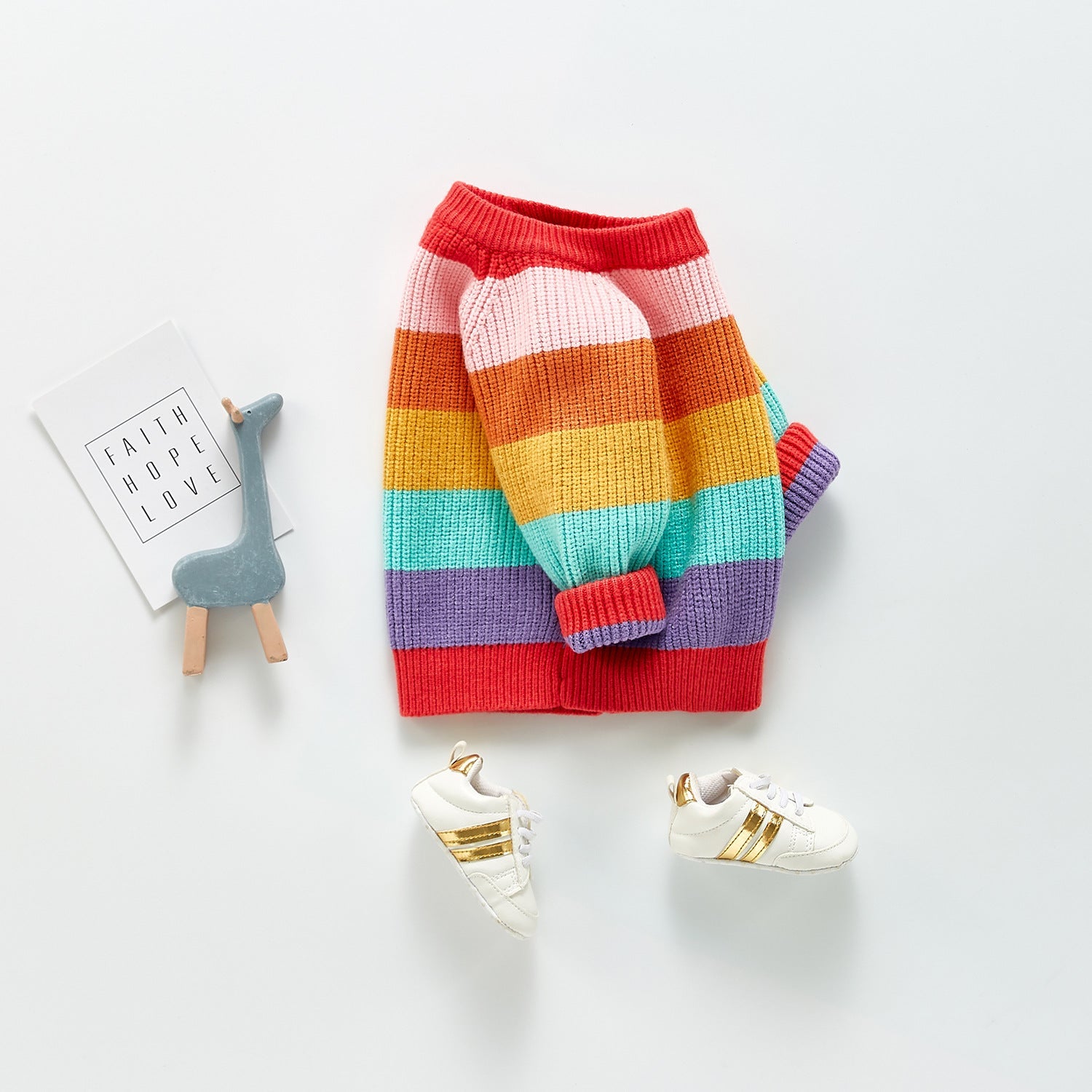 Baby Rainbow Pattern Pullover Long Sleeve Knitwear Sweater-4