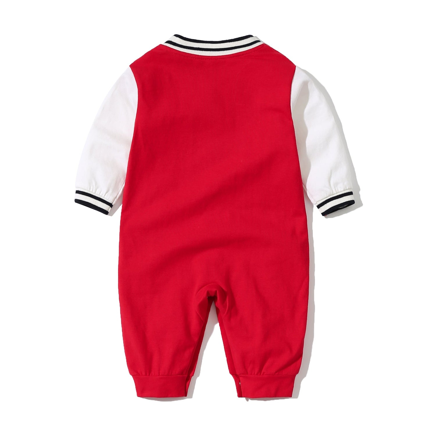 Baby Letter Embroidered Pattern Long Sleeves Baseball Rompers-4