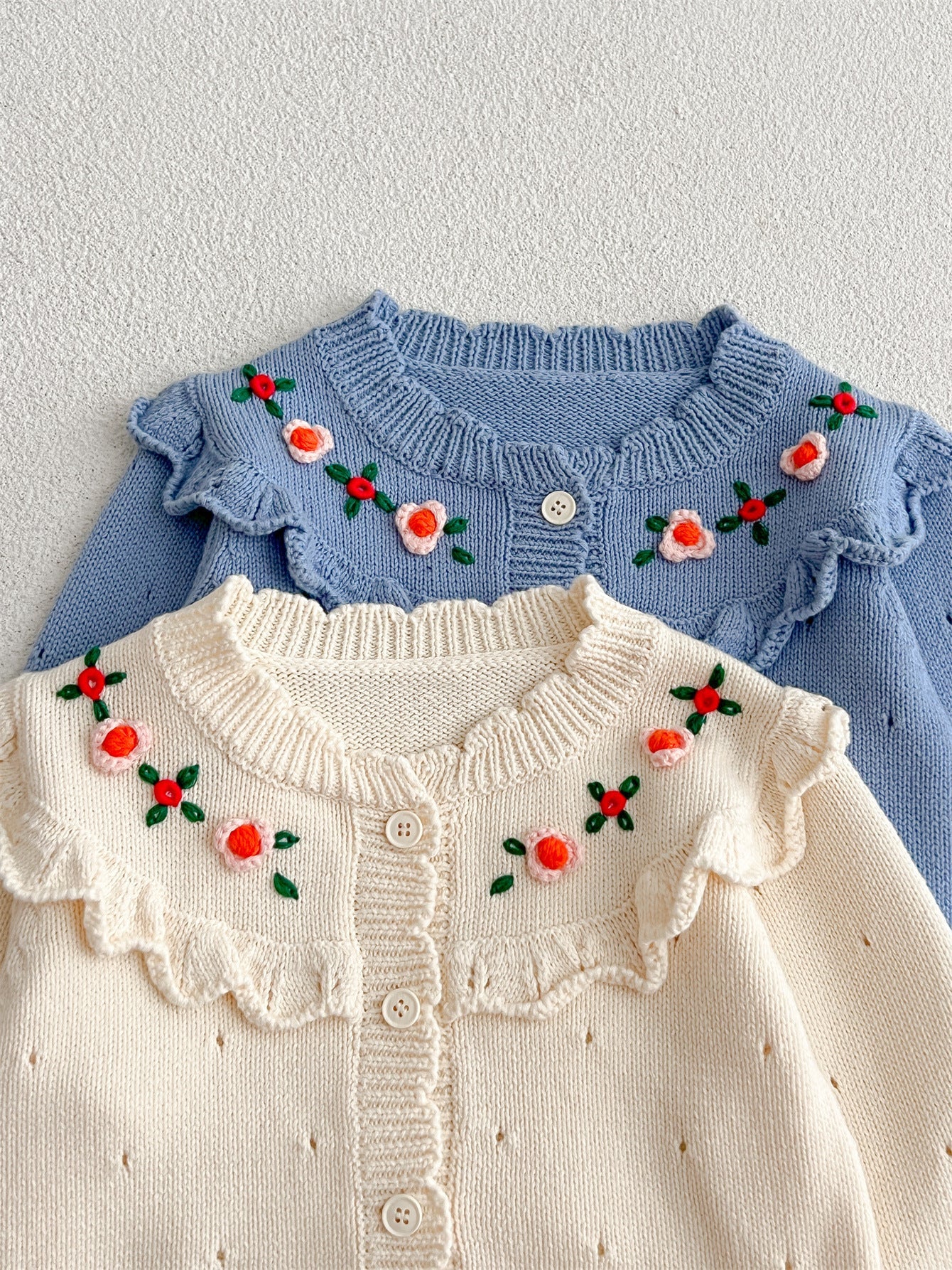 New Autumn And Winter Infant Baby Girls Embroidery Jacquard Long-Sleeved Cardigan-6