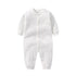 Baby Solid Color Single Breasted Design Long Sleeve Spring Rompers-4