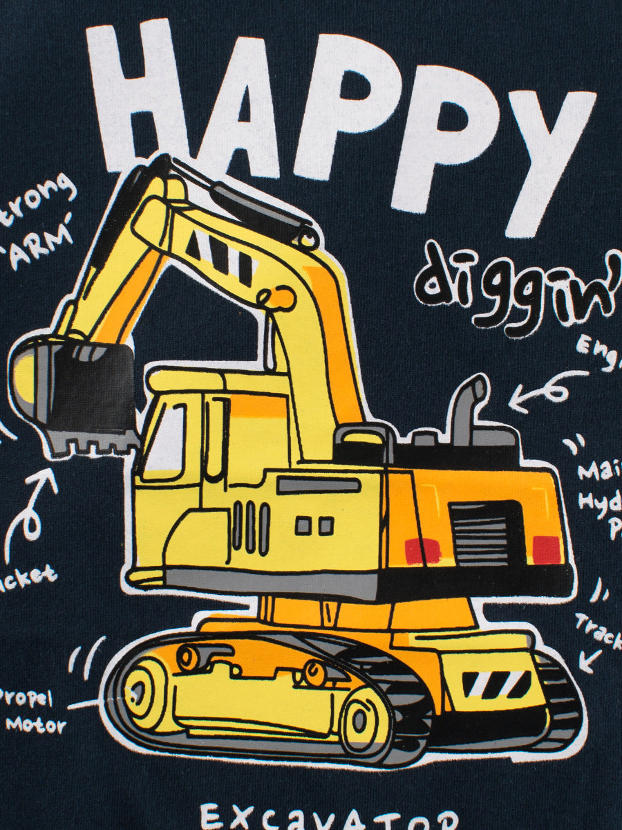 Boys’ Cartoon Digger Pattern T-Shirt In European And American Style-4