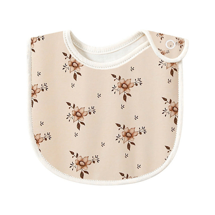 Baby Floral Print Covered Button Design Water Absorbing Bibs-4