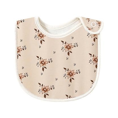 Baby Floral Print Covered Button Design Water Absorbing Bibs-4