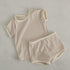 Unisex Solid Color Two Pieces Soft Cotton Clothing Sets-4