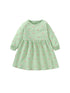 Hot Selling Spring Baby Girls Long Sleeves Rainbow Print Crew Neck Green Dress-1