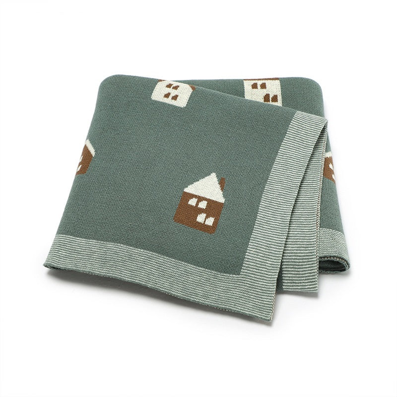 Hot Selling: Spring/Summer New Arrival Knitted Cute Little House Soft Baby Blanket, Perfect For Newborn Boys And Girls-3