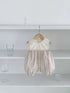 New Design Summer Baby Kids Girls Floral Pattern Ruffle Lace Neck Sleeveless Patchwork Romper-4