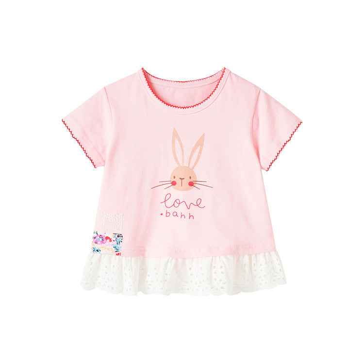 Girls’ Clothing Summer Collection – Rabbit Printing Children’s T-Shirt Dress-4