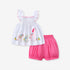 Girls Animals Cartoon Pattern Dress And Pink Shorts Set-0