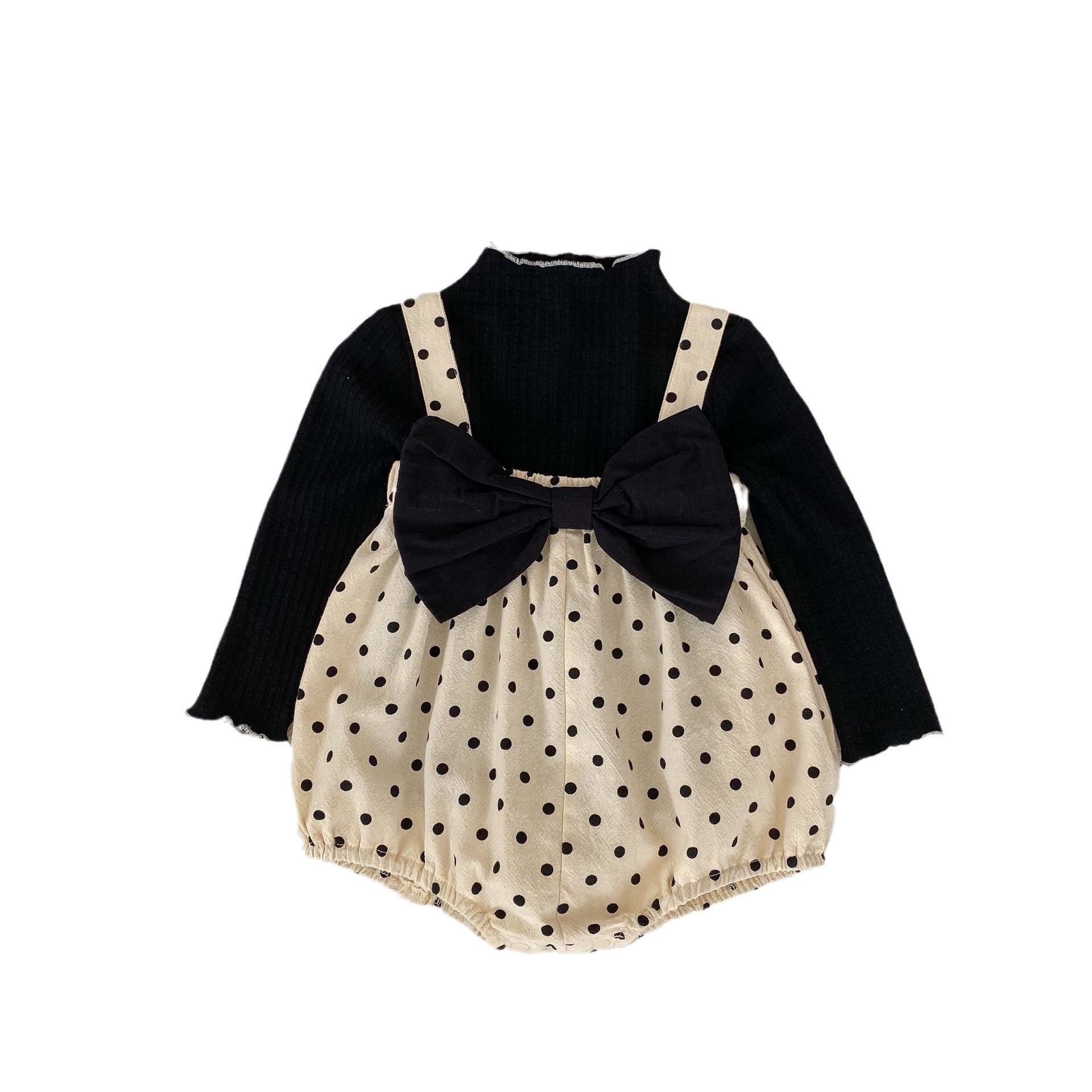 Polka Dot Pattern False 2 Pieces Onesies-1