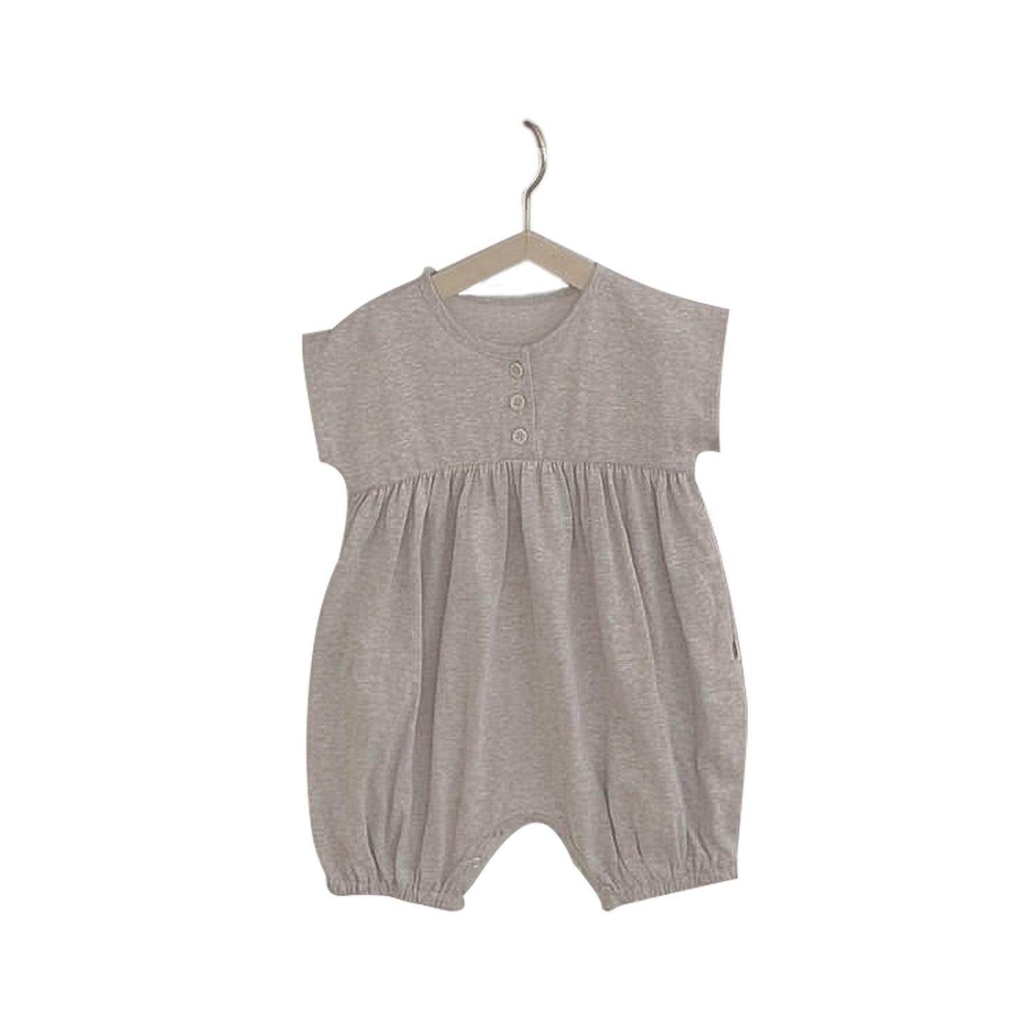 Baby Solid Color Casual Short Sleeve Rompers-5