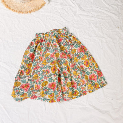 Baby Girl Floral Print Pattern Wide Leg Pants In Spring &amp; Summer-0