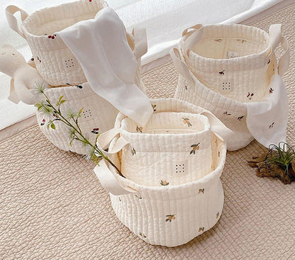 Baby Embroidered Pattern Baby Bottle Storage Basket-3